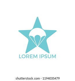 Parachute star shape logo design. Delivery air balloon symbol. Business corporate vector icon.