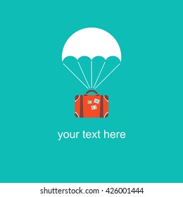 Parachute with suitcase.