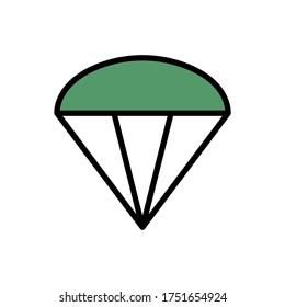 Paracaídas, icono de herramienta. Color simple con elementos de vector de contorno de iconos de acampada para ui y ux, sitio web o aplicación móvil