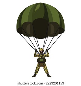 parachute troops vector illustration soldier concept design eps