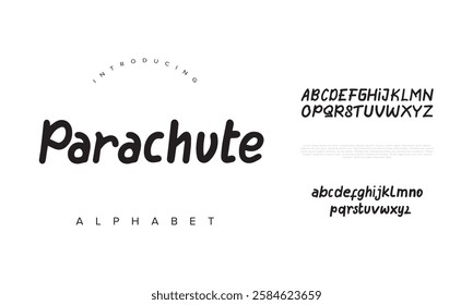 Parachute typography beauty fashion elegant minimalist serif italic fonts decorative wedding vintage retro logos. Minimal luxury font alphabet logo. Vector illustration