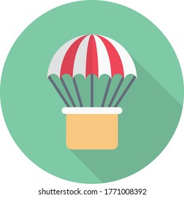 parachute vector flat color icon