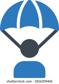 parachute vector glyph color icon 