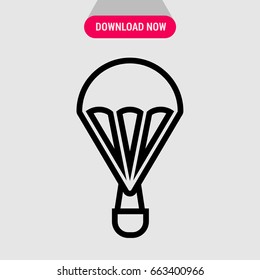 Parachute vector icon, Chute with basket for people symbol. Simple, modern flat vector illustration for mobile app, website or desktop app  