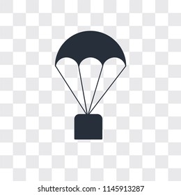 Parachute vector icon isolated on transparent background, Parachute logo concept