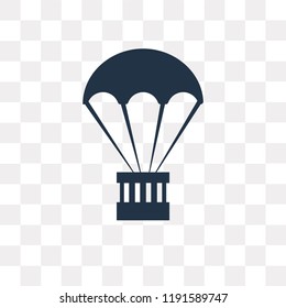 Parachute vector icon isolated on transparent background, Parachute transparency concept can be used web and mobile