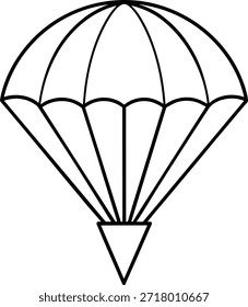 Fallschirm-Vektorsymbol. Lineares Illustrationssymbol und Gestaltungselement einzeln auf Weiß. Umriss grafische Zeichensammlung für Web, mobile App, Logo.