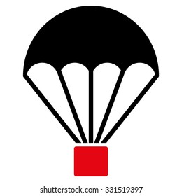 Parachute vector icon. Style is bicolor flat symbol, intensive red and black colors, rounded angles, white background.