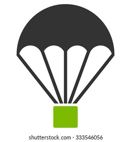Parachute vector icon. Style is bicolor flat symbol, eco green and gray colors, rounded angles, white background.