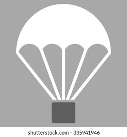 Parachute vector icon. Style is bicolor flat symbol, dark gray and white colors, rounded angles, silver background.