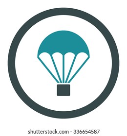 Parachute vector icon. Style is bicolor flat rounded symbol, soft blue colors, rounded angles, white background.