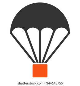 Parachute vector icon. Style is bicolor flat symbol, orange and gray colors, rounded angles, white background.