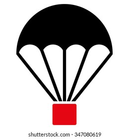 Parachute vector icon. Style is bicolor flat symbol, intensive red and black colors, rounded angles, white background.