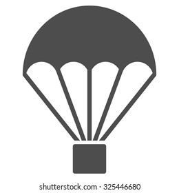 Parachute vector icon. Style is flat symbol, gray color, rounded angles, white background.