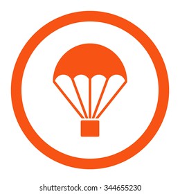 Parachute vector icon. Style is flat rounded symbol, orange color, rounded angles, white background.