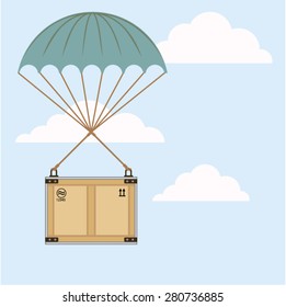 Parachute vector illustration with a package