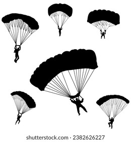 parachute vector illustration silhouette set