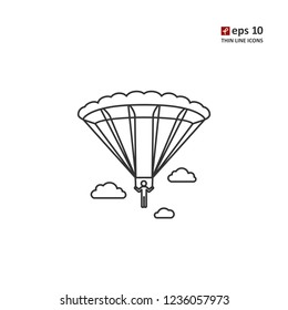 Parachute - vector thin line icon on white background. Symbol for web, infographics, print design and mobile UX/UI kit. Vector illustration, EPS10.