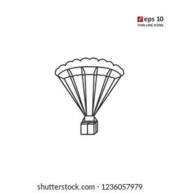 Parachute - vector thin line icon on white background. Symbol for web, infographics, print design and mobile UX/UI kit. Vector illustration, EPS10.