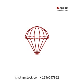 Parachute - vector thin line icon on white background. Symbol for web, infographics, print design and mobile UX/UI kit. Vector illustration, EPS10.