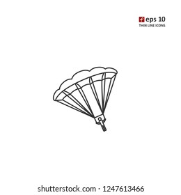 Parachute - vector thin line icon on white background. Symbol for web, infographics, print design and mobile UX/UI kit. Vector illustration, EPS10.