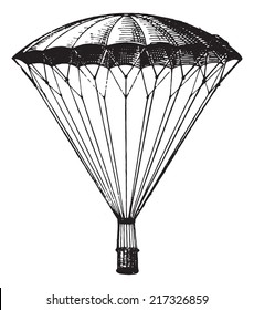 Parachute, vintage engraved illustration. Dictionary of words and things - Larive and Fleury - 1895.