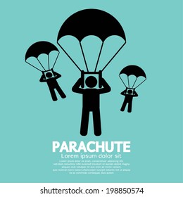 Parachutes Skydiving Sign Vector Illustration