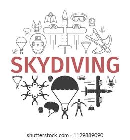Parachuting banner. Skydiving. Vector illustration.