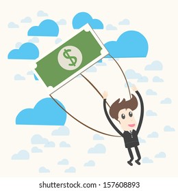 Parachuting Businessman