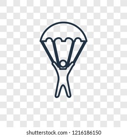 Parachuting concept vector linear icon isolated on transparent background, Parachuting concept transparency concept in outline style