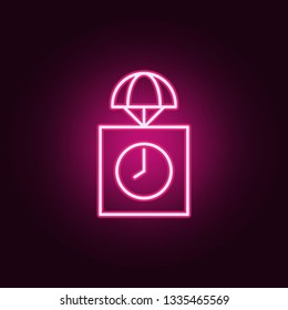 parachuting icon. Elements of Drones in neon style icons. Simple icon for websites, web design, mobile app, info graphics