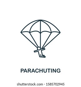 Parachuting icon from hobbies collection. Simple line element Parachuting symbol for templates, web design and infographics