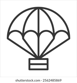 Parachuting Icon Vector Illustration Outline Style