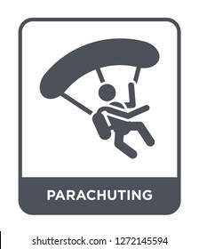 parachuting icon vector on white background, parachuting trendy filled icons from Free time collection, parachuting simple element illustration