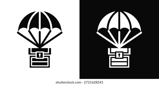 Parachuting Icon White And Black Background Style