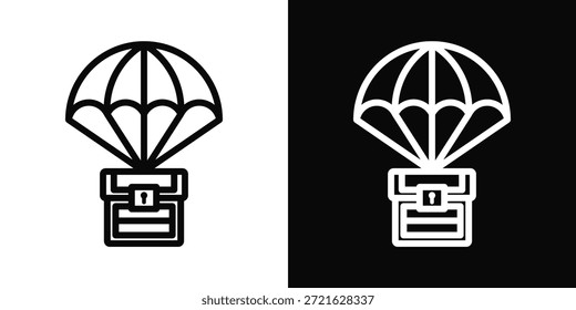 Parachuting Icon White And Black Background Style