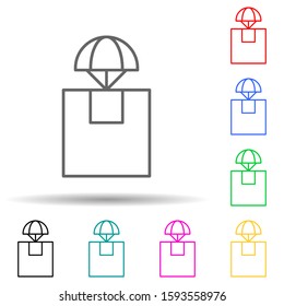 parachuting multi color style icon. Simple thin line, outline vector of drones icons for ui and ux, website or mobile application