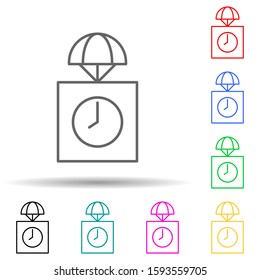 parachuting multi color style icon. Simple thin line, outline vector of drones icons for ui and ux, website or mobile application