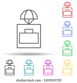 parachuting multi color style icon. Simple thin line, outline vector of drones icons for ui and ux, website or mobile application