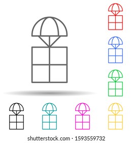 parachuting multi color style icon. Simple thin line, outline vector of drones icons for ui and ux, website or mobile application