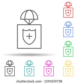 parachuting multi color style icon. Simple thin line, outline vector of drones icons for ui and ux, website or mobile application