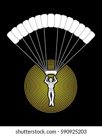 Parachuting silhouette designed on circle light background graphic vector