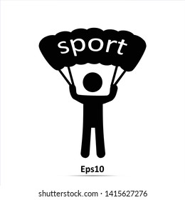 Parachuting and skydiving icon. Vector Illustration