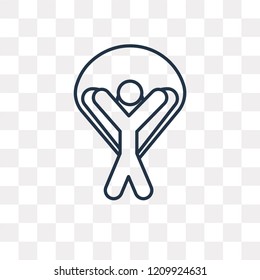 Parachuting vector outline icon isolated on transparent background, high quality linear Parachuting transparency concept can be used web and mobile