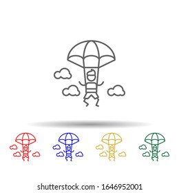 Parachutist, adventure multi color style icon. Simple thin line, outline vector of Adventure icons for ui and ux, website or mobile application