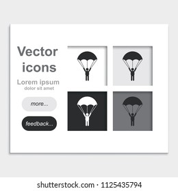 Parachutist flat placed on web page template vector icon.
