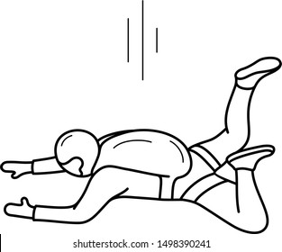 Parachutist. Free fall. Vector outline icon.