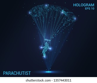 Holograma paracaidista. Paracaidista digital y tecnológico. Diseño de paracaidistas futuristas