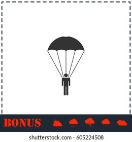 Parachutist icon flat. Simple vector symbol and bonus icon