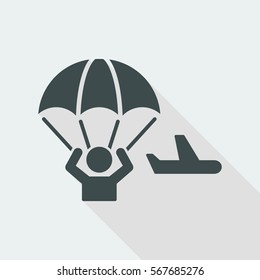 Parachutist jumping from the airplane - Minimal icon